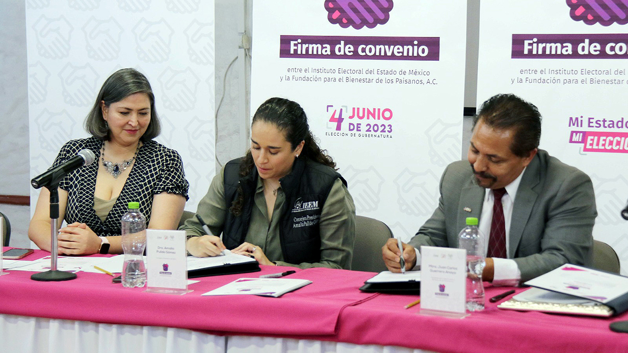 Amalia Pulido, del IEEM firma convenio con Fundación para el Bienestar de los Paisanos A.C.