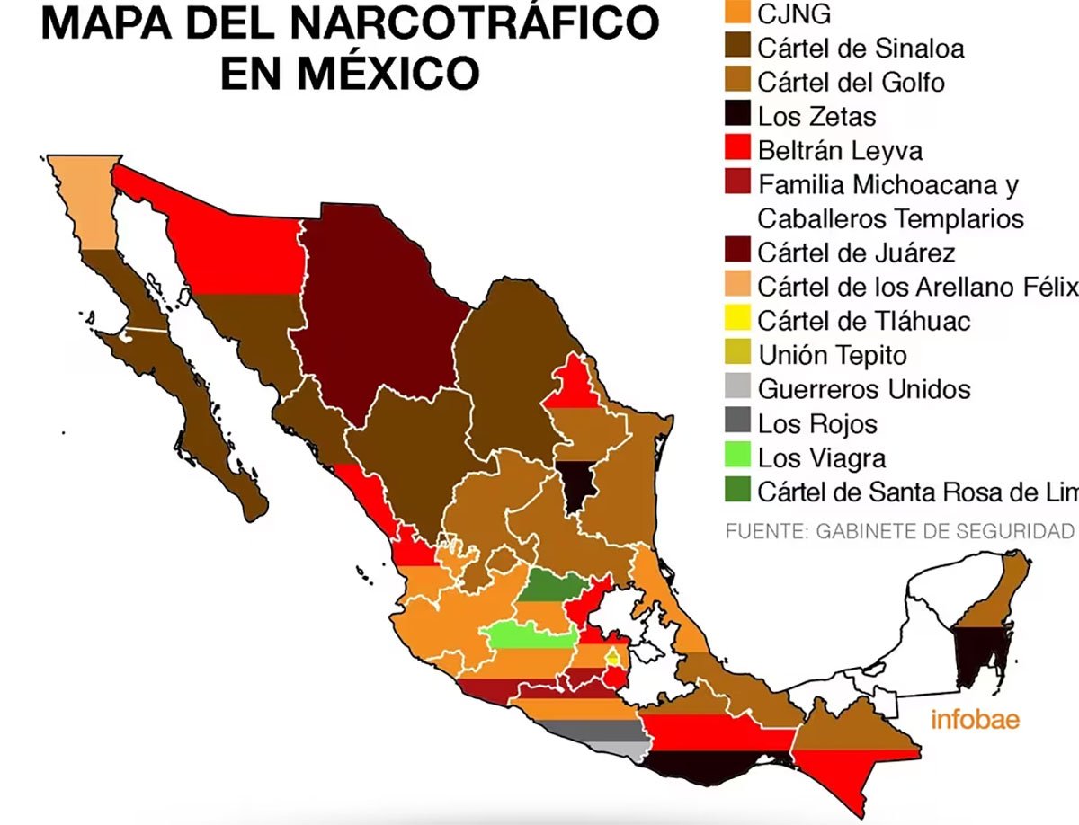 Mapa del narcotráfico en México, según Infobae