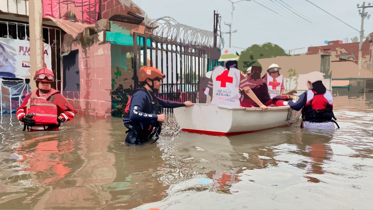 Damnificados por inundaciones en Chalco