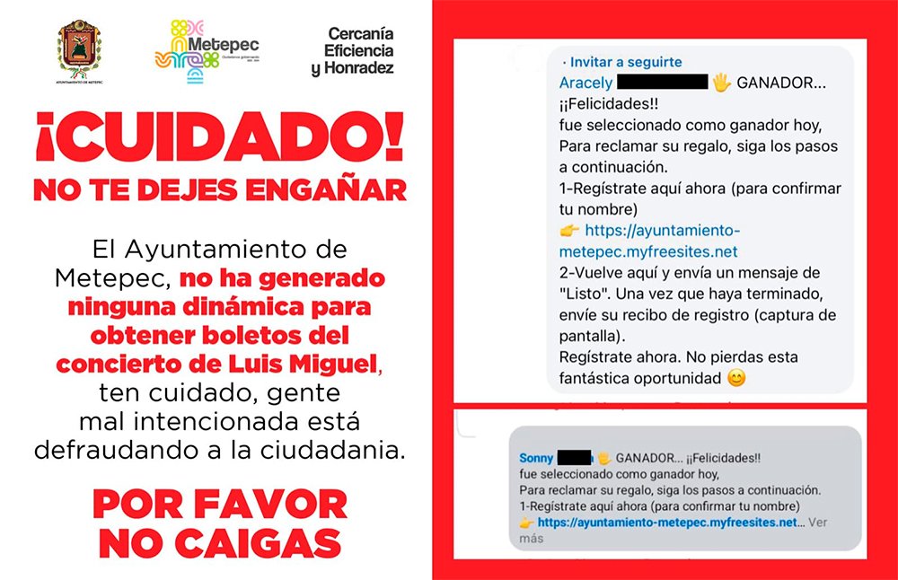 Metepec alerta por posible fraude con boletos para concierto de Luis Miguel