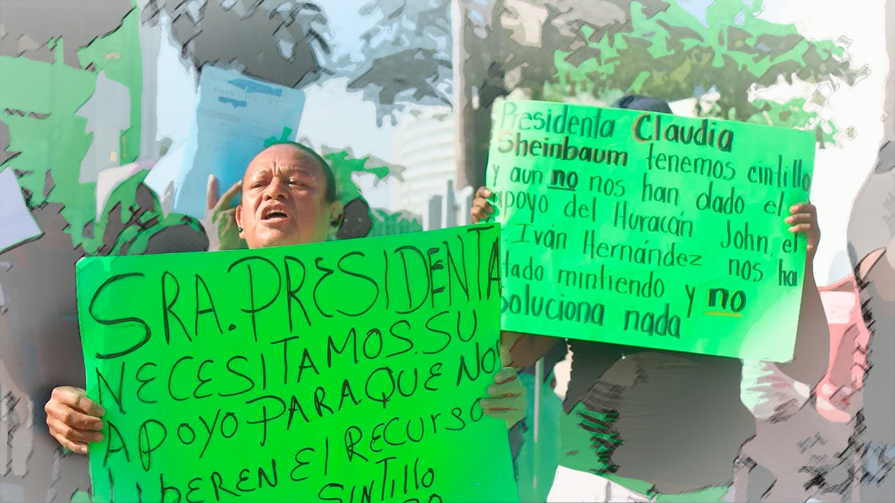 Familiares de desaparecidos por huracán Otis, protestan afuera de reunión de seguridad de Sheinbaum en Acapulco